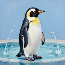 a penguin fountain, painting by mandelbrot benoit b