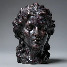 a scary dark fluid head fluid marble statue, baroque, viktor antonov, sergey kolesov,
