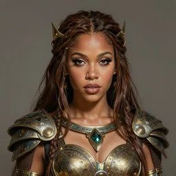 portrait of doja cat, as a detailed realistic beautiful young medieval queen enchantress, intricate, elegant, highly detailed, digital painting, artstation, concept art, smooth, sharp focus, illustration, face portrait by jean delville, greg rutkowski, she is arousing but safe for work, wearing futuristic female amazonian costume, highly detailed portrait, digital painting, artstation, concept art, smooth, sharp foccus ilustration, artstation hq.