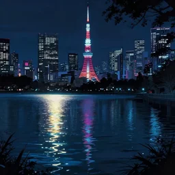 urbex by ilya kuvshinov, tokyo water anime at night matte painting lake sunlight biopunk neon noir, archdaily, wallpaper, highly detailed, trending on artstation.