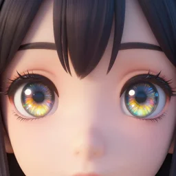 super detailed 3d anime eyes, symmetrical, beautiful, vibrant reflective light