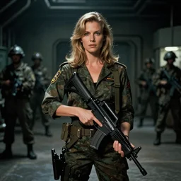 michelle pfeiffer as a cia agent, metal gear 2, 1 9 9 0, military base, dark atmosphere, movie still
