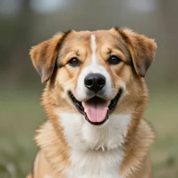 midjourney style portrait of a dog smiling