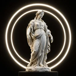a renaissance statue surrounded by a 3 d neon ring 3 d render, black background, ray tracing, 8 k resolution, shar focus, hyper detailed, hyper realistic