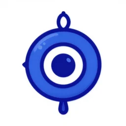 simple blue digital art emblem of an evil eye charm