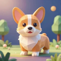 adorable corgi puppy, low poly digital art, colorful, dreamy, beautiful, smooth