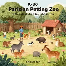 1 9 3 0 parisian petting zoo with small creatures by shaun tan, detailed, intricate, torn paper collage, oil on canvas by edward hopper, ( by mattias adolfsson ), by moebius