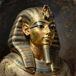 portrait of an egyptian god, oil painting by rembrandt, dutch masters