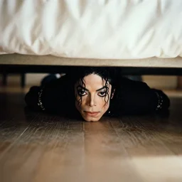 michael jackson hidding below a bed