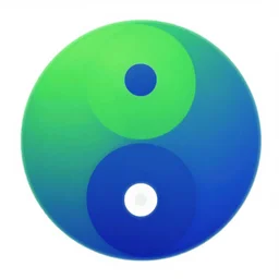 yin yang symbol, biopunk style, green and blue, vector image