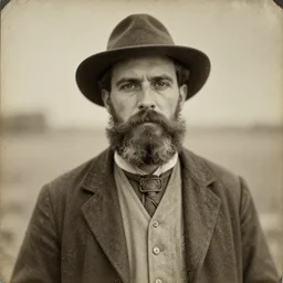 fantasy portrait of a 1 9 2 0 s farmer, bearded, worn photograph, love craft,