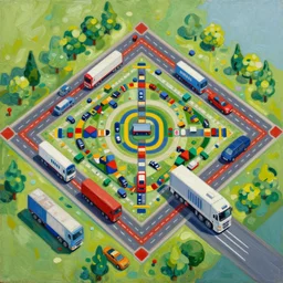 abstract painting of transport tycoon,
