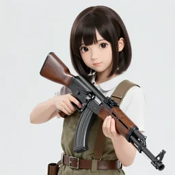 cell shaded, a cute anime girl holding a realistic hyper detailed m 1 garand against her shoulder, ilya kuvshinov, artgerm, krenz cushart, greg rutkowski, hiroaki samura, range murata, james jean, katsuhiro otomo, erik jones