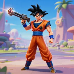 goku in fortnite with a scar gun