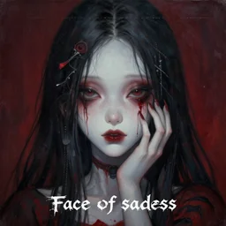 A beautiful detailed aesthetic horror portrait painting titled 'Face of sadness' description 'Order of the occult princess' by Takashi Murakami and Takato Yamamoto, Trending on cgsociety artstation, cinematic lighting, 8k, masterpiece.
