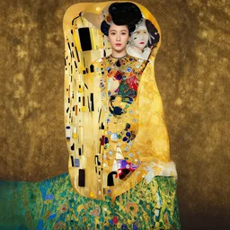 actor zhang ziyig with chinese princess dress, style by gustav klimt