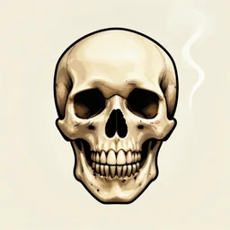 a tattoo illustration of an funny smoking skull, cinematic, symmetric, digital art