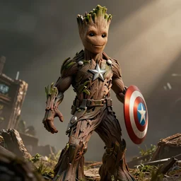 I am groot as captain America