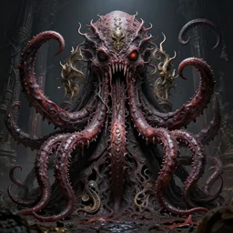 horrifying tentacle monster, maximalist, high detail, 8k, ornate, dark fantasy, realistic, masterpiece, Trending on art station, complex, WLOP