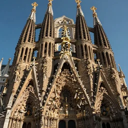 gigantic ornate cathedral made of black and gold marble