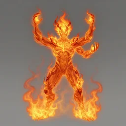 fire elemental man made of flames and smoke, arms raised, infernal atmosphere, detailed, concept art, smooth, sharp focus, illustration, greg rutkowski
