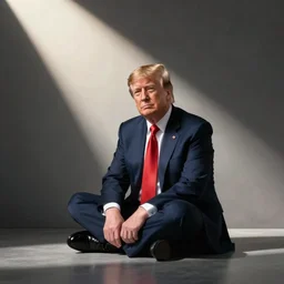 Donald Trump sitting on the floor