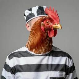 prisoner without head but with a chicken head