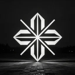 minimal geometric cellular symbol by karl gerstner, black and white monochrome, symmetrical