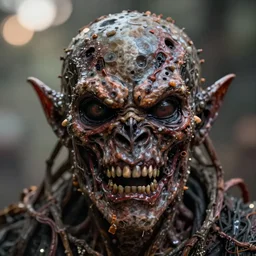 incredibly realistic, too detailed closeup headshot of a caricature of the rotting beast of the apocalypse personified, centered portrait, octane render, bump mapping, global illumination, unreal engine 5, 8 k, bokeh, d & d digital art, mark ryden, rob gonsalves