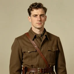 An anthropomorphic wearing a 1940's uniform portrait, art by Norman Rockwell