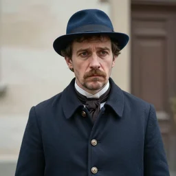 thirtysomething years old lee evans as a ( ( ( sad ) ) ), dreamy, quirky 1 9 th century, austrian postman. detailed soft focus natural lights, portrait by rembrandt