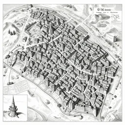 wallpaper medieval city map d & d engraving