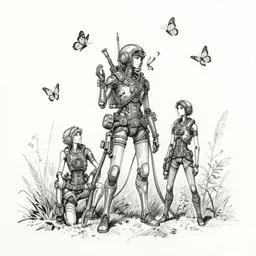 beautiful ink sketch, dieselpunk high fantasy, butterflies, by chris riddell, ilya kuvshinov, wlop, krenz kushart, boris vallejo, ayami kojima and ayami kojima