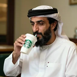 osama bin laden drinking a starbucks coffee, 4 k, high definition, global illumination n - 4