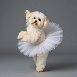 a cream-colored Havanese dog performing ballet, by Edgar Degas