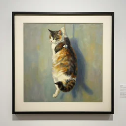 painting of a cat hanging at an art gallery, artistic, 4 k, popular