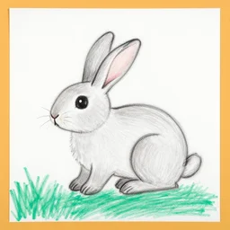 a sketch of a rabbit made by 7 years old kid