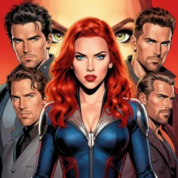 rafael albuquerque comic art, peter mohrbacher, phil noto, artgerm, pretty scarlett johansson black widow, symmetrical eyes, long red hair