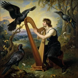 harpies find a handsome man in the enchanted valley, painting by gaston bussiere, craig mullins, j. c. leyendecker