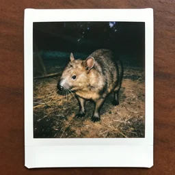 polaroid photo of a thylacine