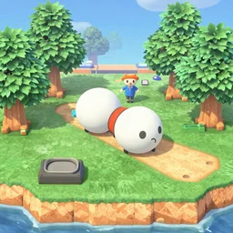Katamari Damacy rolling up an Animal Crossing island