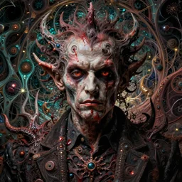 mikhail gorsheniov became bloody ugly lovecraftian degenerate abomination, photo - realistic, color image, 2 k, highly detailed, occult art, fractal structure