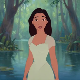 a portrait of a woman in an animated disney movie, backwater bayou, oil painting, pale colors, high detail, 8 k, wide angle, trending on artstation,
