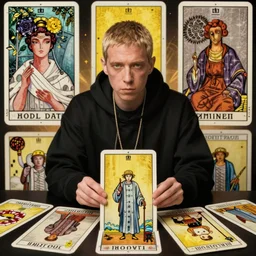 Eminem in Thoth tarot deck, style of Lady Frieda Harris, 4K