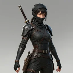 a  Hyung tae Kim concept art of female ninja character on a render by the artist Hyung tae Kim , highly detailed,  sharp focus, Jiyun Chae, Joe Madureira, Trending on Artstation by Hyung tae Kim, artbook, Stanley Artgerm Lau, WLOP, Rossdraws and  Greg Rutkowski