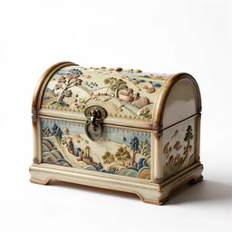 ivory hope chest, high detail macro photography, isolated on a pure white background, centered, entire object in frame, sharp focus, soft studio lighting
