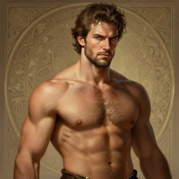 rugged jason bateman, handsome, D&D, upper body, muscular, hairy torso, fantasy, intricate, elegant, highly detailed, digital painting, artstation, concept art, smooth, sharp focus, illustration, art by artgerm and greg rutkowski and alphonse mucha