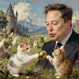painted closeup of fantasy battlefield, cute kittens fighting elon musk, fantasy intricate elegant extremely detailed digital painting trending artstation concept art sharp focus illustration art by gustave courbet greg rutkowski craig mullins