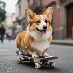 very very intricate photorealistic photo of a fluffy corgi dog riding a skateboard through mexico city, photo is in focus with detailed atmospheric lighting, award - winning crisp details