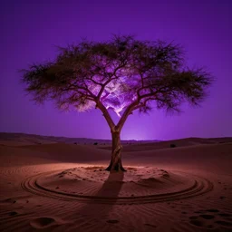 oasis made or purple light in desert